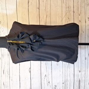 #446 Michael Michael kors black knit ruffle/ zip blouse. Sz PL